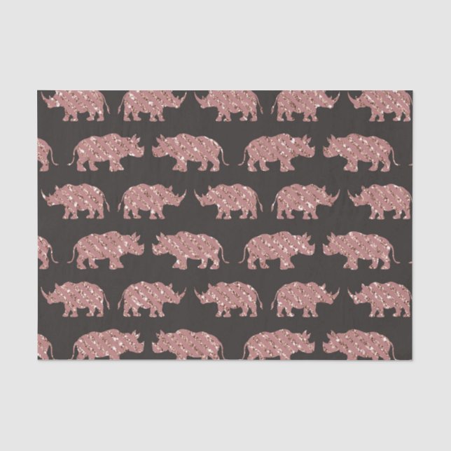 Papier Mousseline Parties scintillant dorée moderne Rose Glam Rhinos (Recto)