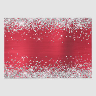 Papier Mousseline Parties scintillant en argent brillant rouge Ombre
