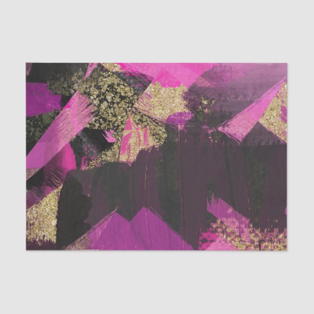 Papier Mousseline Parties scintillant en or noir rose Brush moderne  (Recto)