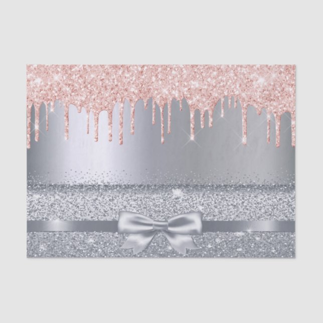 Papier Mousseline Parties scintillant en or rose argent gouttes de r (Recto)