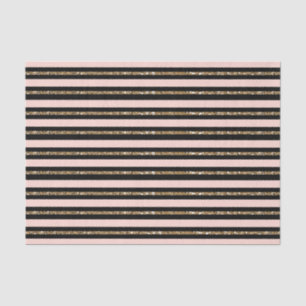 Papier Mousseline Parties scintillant en or rose et rayures noires f