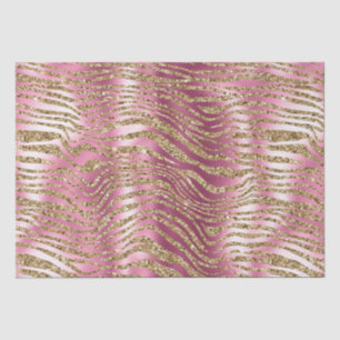 Papier Mousseline Parties scintillant en or rose Glam Zebra Print