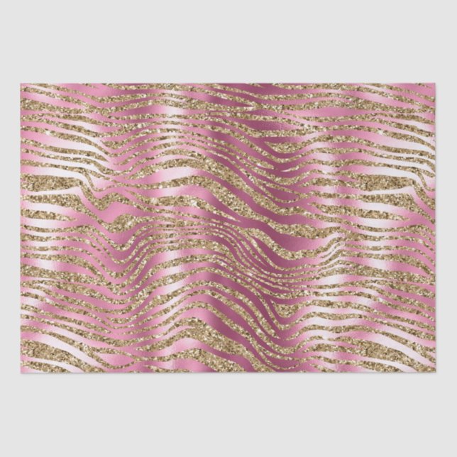 Papier Mousseline Parties scintillant en or rose Glam Zebra Print (Recto)