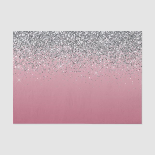Papier Mousseline Parties scintillant étincelante rose argent       (Recto)