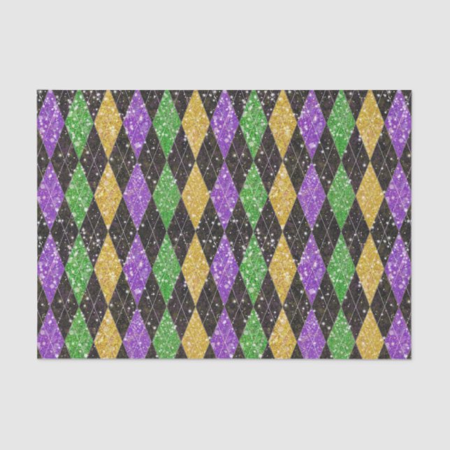 Papier Mousseline Parties scintillant Mardi Gras Jacquard Arlequin (Recto)