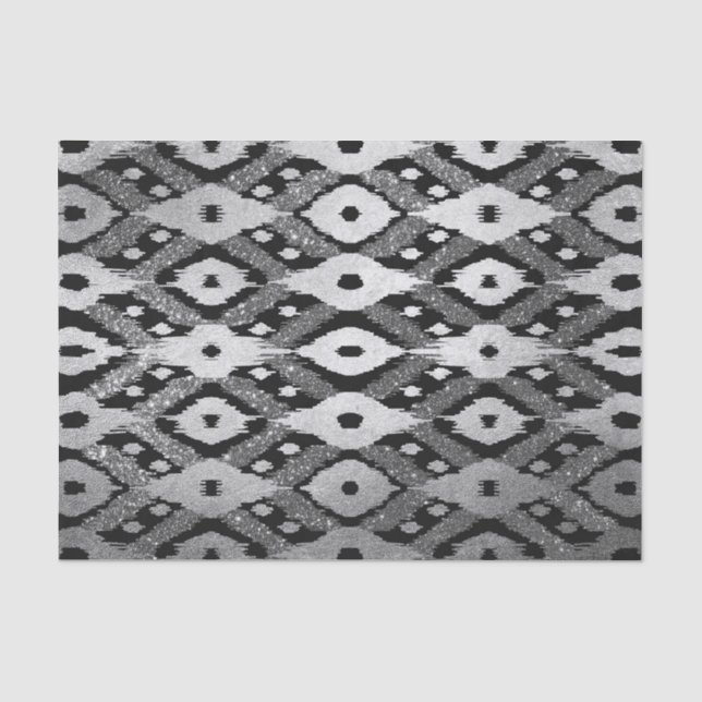Papier Mousseline Parties scintillant moderne Bohème Noir Argent Mot (Recto)
