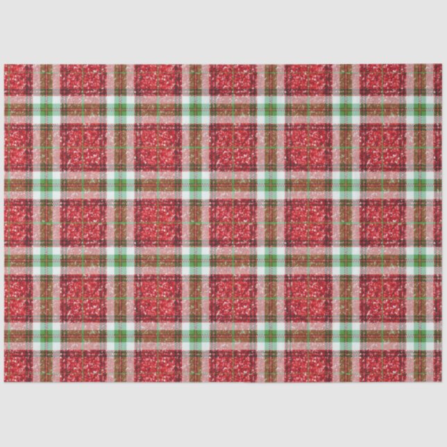 Papier Mousseline Parties scintillant moderne rouge et vert plaid No (Recto)