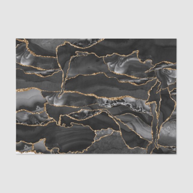 Papier Mousseline parties scintillant noire et or abstrait (Recto)