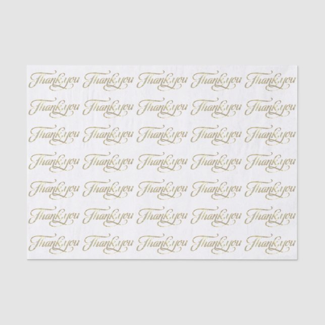 Papier Mousseline Parties scintillant Or Faux Et Motif Merci Blanc 2 (Recto)