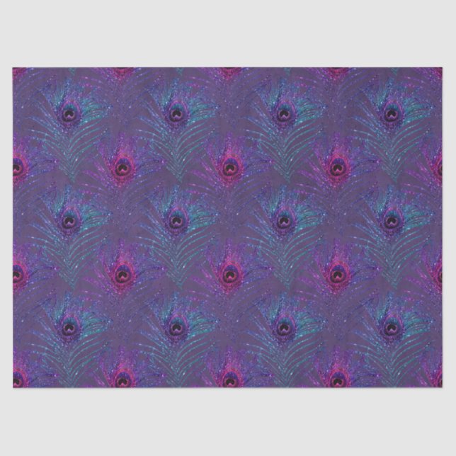 Papier Mousseline Parties scintillant Peacock Feather Series Design  (Recto)