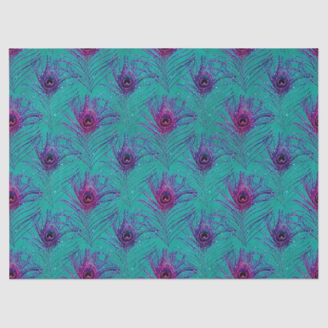 Papier Mousseline Parties scintillant Peacock Feather Series Design  (Recto)