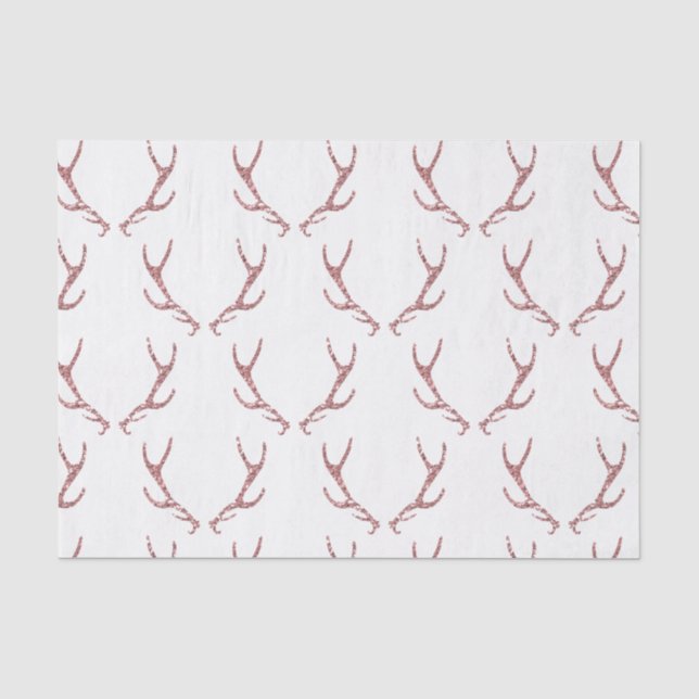 Papier Mousseline Parties scintillant rose Antlers Rustique Glam Gir (Recto)