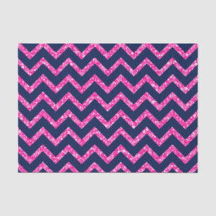 Papier Mousseline Parties scintillant rose & Marine Blue Chevron Zig