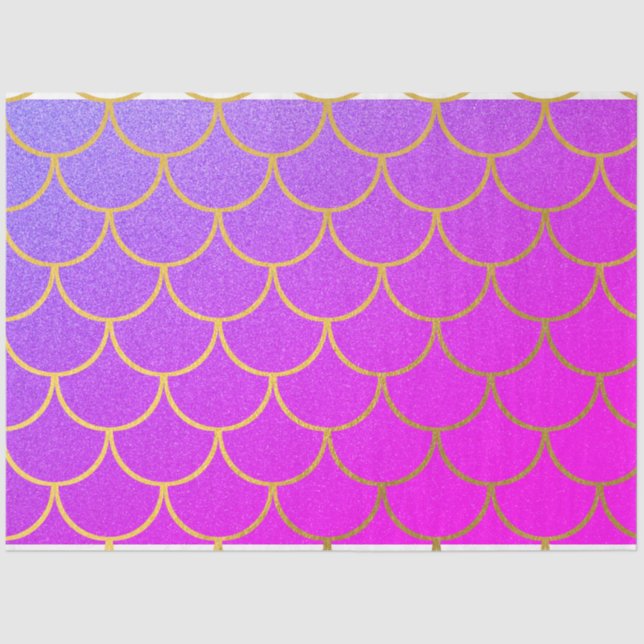 Papier Mousseline Parties scintillant rose violet de sirène or (Recto)