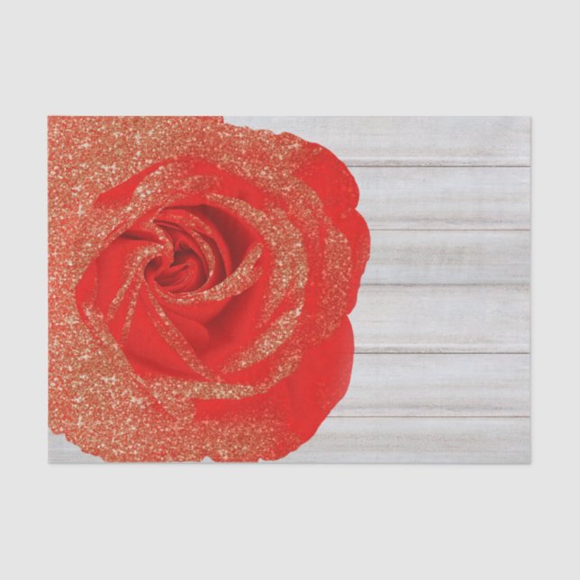 Papier Mousseline Parties scintillant rouge or Rose bois blanc Shabb (Recto)
