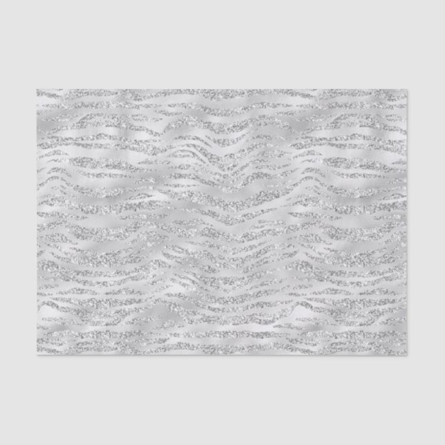 Papier Mousseline Parties scintillant Zebra Gris Argent (Recto)