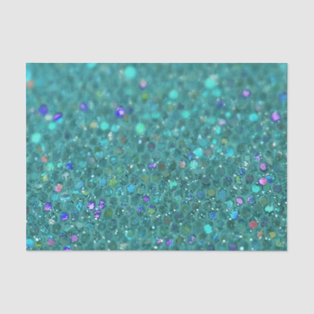 Papier Mousseline Parties scintillantes bleues turquoises (Recto)