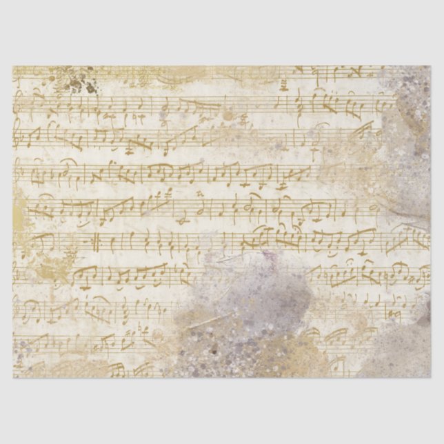 Papier Mousseline Partition Gold et Silver Découpage Vintage (Recto)