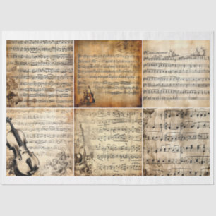 Papier Mousseline Partitions de musique vintage pour journaux de bri