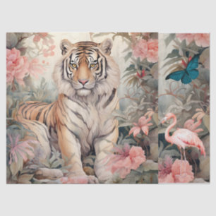 Papier Mousseline Pastel Aquarelle Florale Tigre Découpage