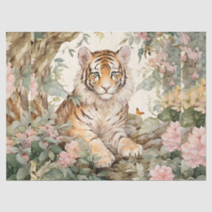 Papier Mousseline Pastel Aquarelle Florale Tigre Découpage