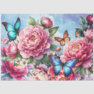 Papier Mousseline Pastel Aquarelle Florales & Papillons Découpage