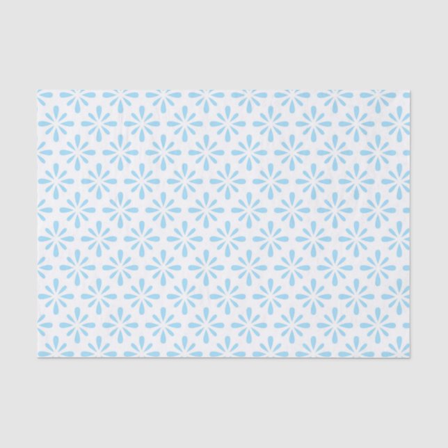 Papier Mousseline Pastel Bleu clair Floral Élégant Mariage (Recto)