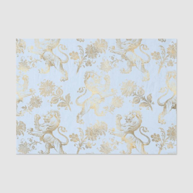 Papier Mousseline Pastel Blue et Gold Vintage Heraldry (Recto)