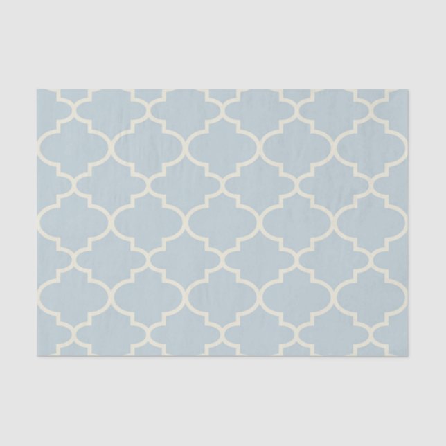 Papier Mousseline Pastel Blue Marocain Lattice Motif Tissu Papier (Recto)