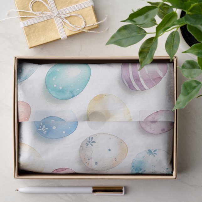 Papier Mousseline Pastel Blue Pink Easter Egg Pattern  (Cadeau)