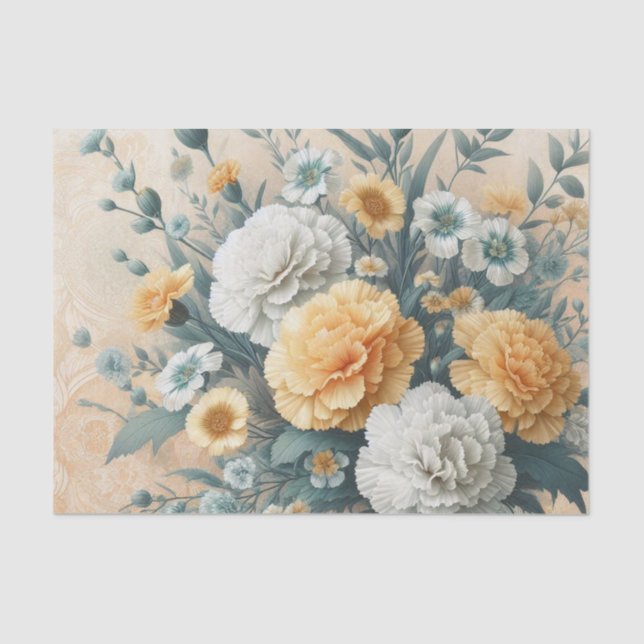 Papier Mousseline Pastel Carnations (Recto)