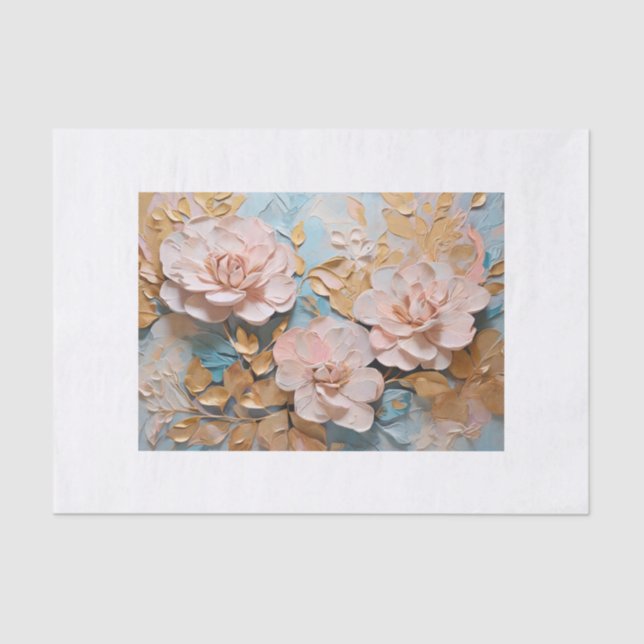 Papier Mousseline Pastel de fleurs decoupage tissue (Recto)