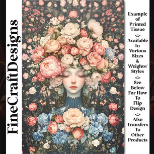 Papier Mousseline Pastel Dormir Flower Girl AG5 Découpage