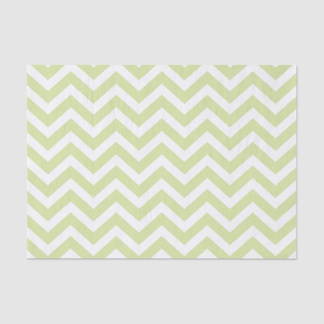 Papier Mousseline Pastel Green & White Chevron Mariage Anniversaire (Recto)