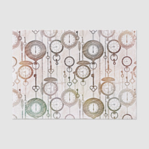 Papier Mousseline Pastel Illustré Vintage Montres de poche Motif