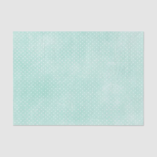 Papier Mousseline Pastel Minty Blue Turquoise Pois minuscules (Recto)