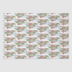 Papier Mousseline Pastel Orange Koi Poisson Rose Fleur Jardin de pri