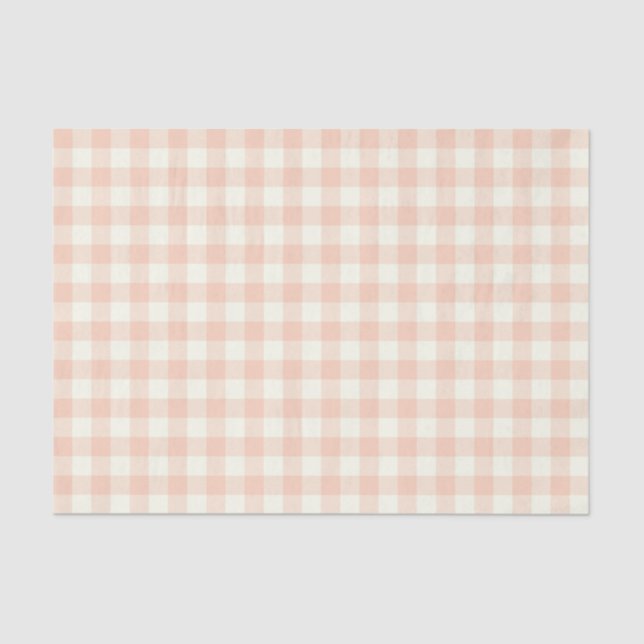 Papier Mousseline Pastel Peach En vichy Buffalo Check Plaid Motif   (Recto)