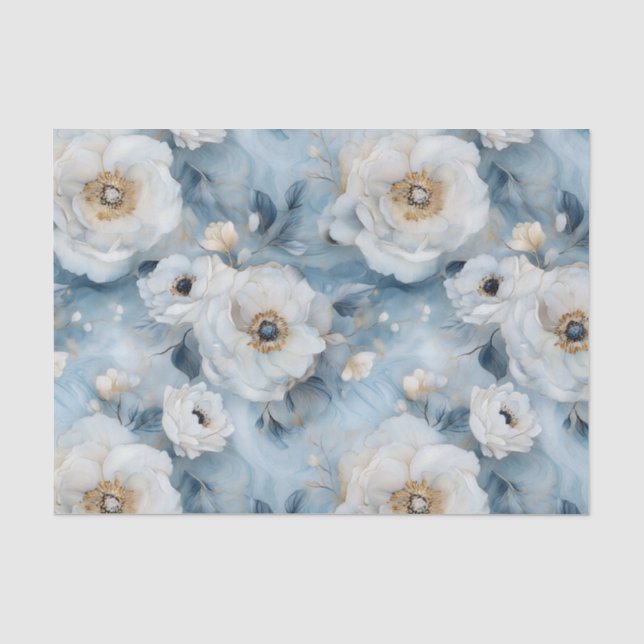 Papier Mousseline Pastel Peonies Découpage Papier Tissu (Recto)