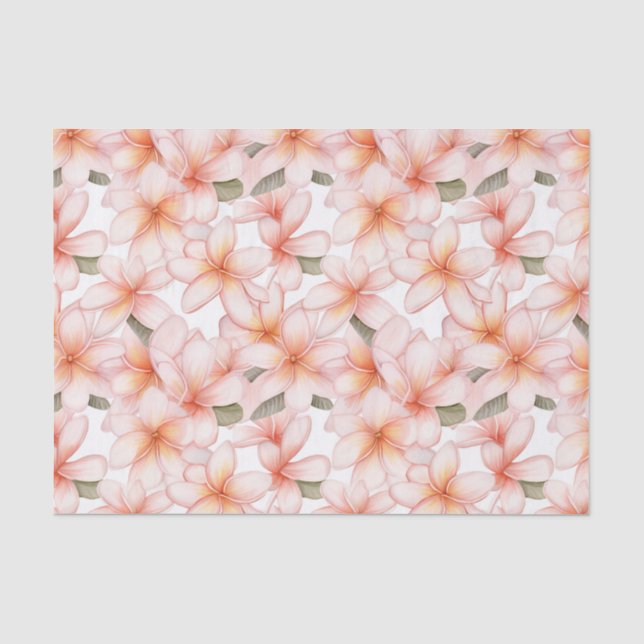 Papier Mousseline Pastel Pink Plumeria Frangipani à motifs floraux (Recto)