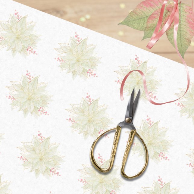 Papier Mousseline Pastel Poinsettia Pink Gold Traditional Pretty (Créateur téléchargé)