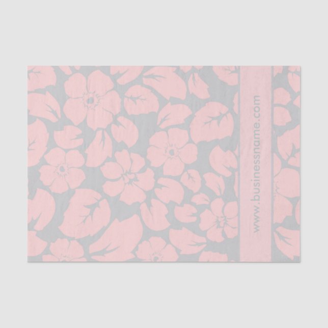 Papier Mousseline Pastel rose et gris floral personnalisé (Recto)