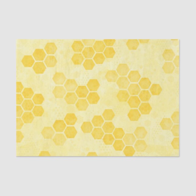 Papier Mousseline Pastel Yellow Honeycomb Motif (Recto)
