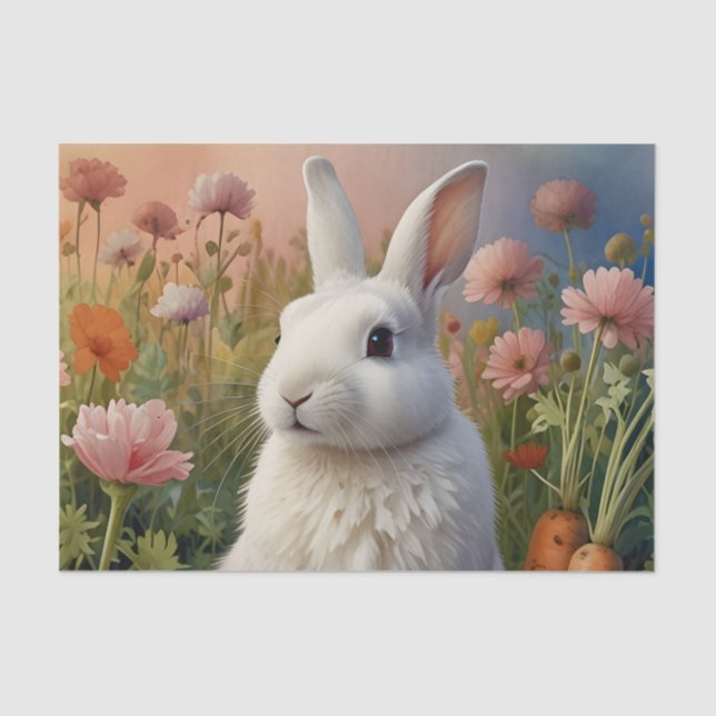 Papier Mousseline Patch de lapin et carotte en fleurs (Recto)