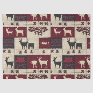 Papier Mousseline Patchwork croisé rustique   Folk Holiday Motif