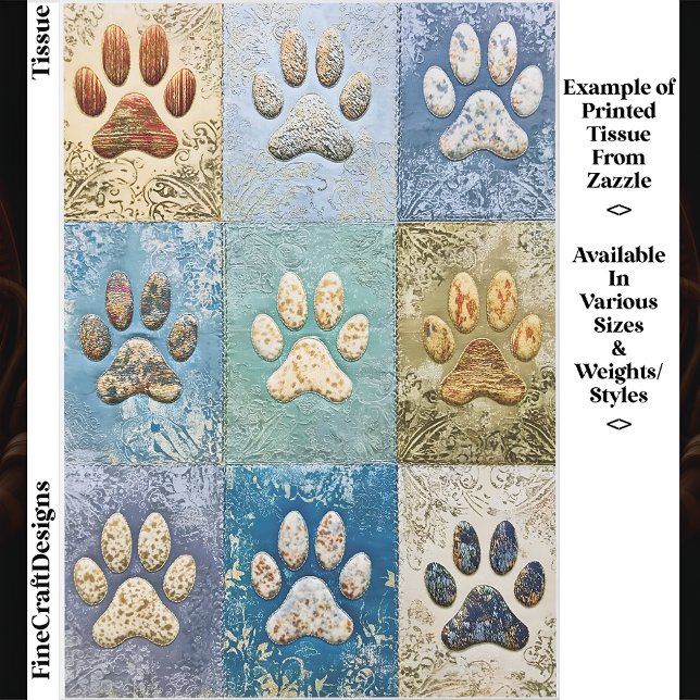 Papier Mousseline Patchwork Dog and Cat Paw Prints EN6 Decoupage (Créateur téléchargé)