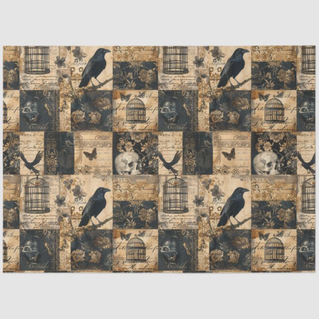 Papier Mousseline Patchwork victorien gothique d'Halloween (Recto)