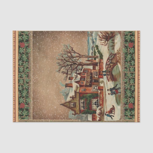 Papier Mousseline Patinage et couchage d'hiver victorien (Recto)