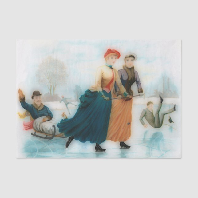 Papier Mousseline Patinage sur glace en Norvège - drôle de graphisme (Recto)