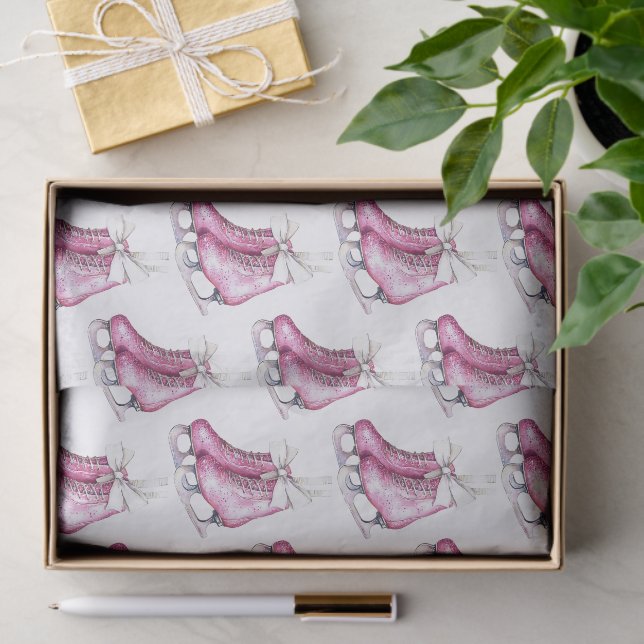 Papier Mousseline Patinage sur glace rose, Noël (Cadeau)